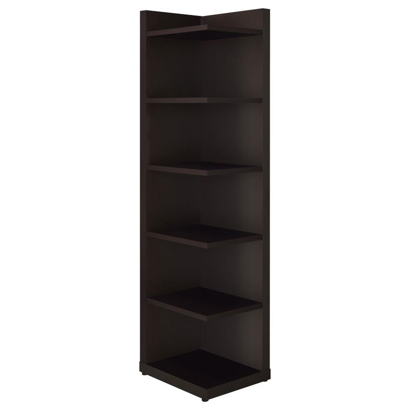 Alder 71-inch 6-shelf Corner Bookcase Cappuccino-zoom-