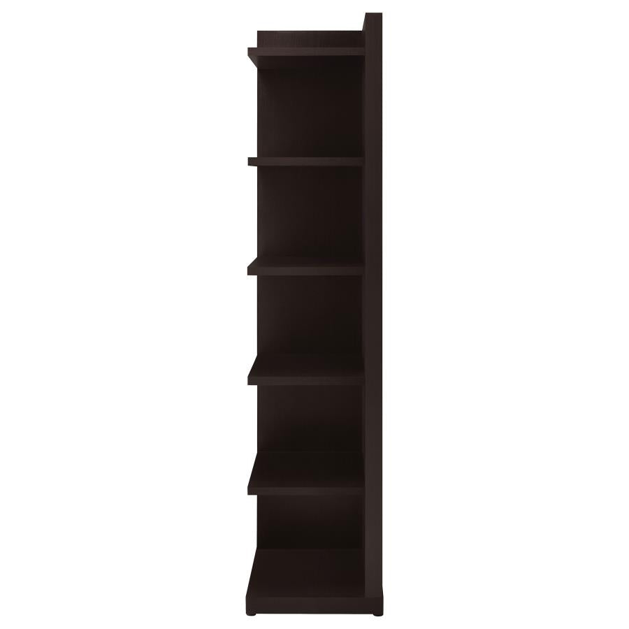 Alder 71-inch 6-shelf Corner Bookcase Cappuccino-zoom-6