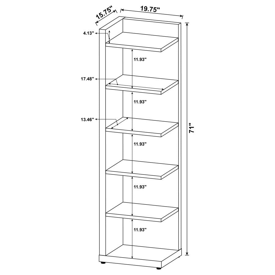 Alder 71-inch 6-shelf Corner Bookcase Cappuccino-zoom-9