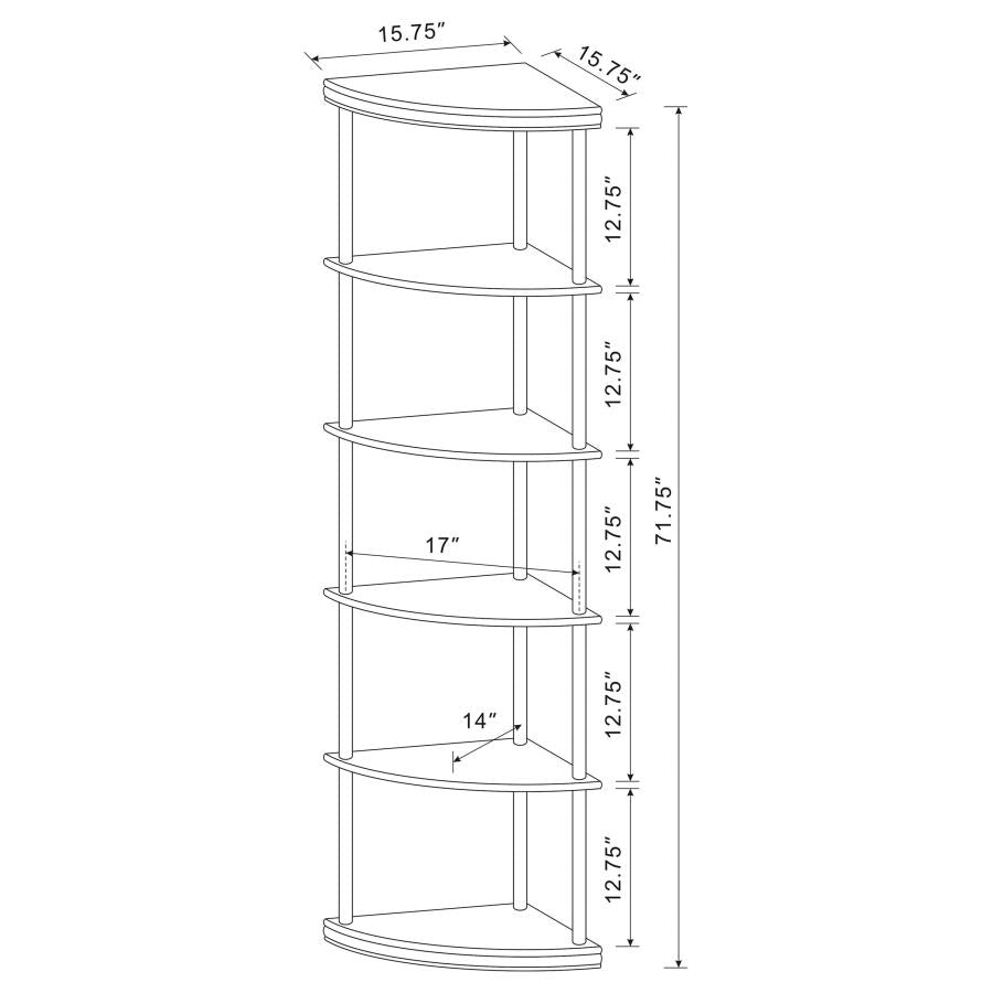 Bonwick 72-inch 5-shelf Corner Bookshelf Cappuccino-zoom-10