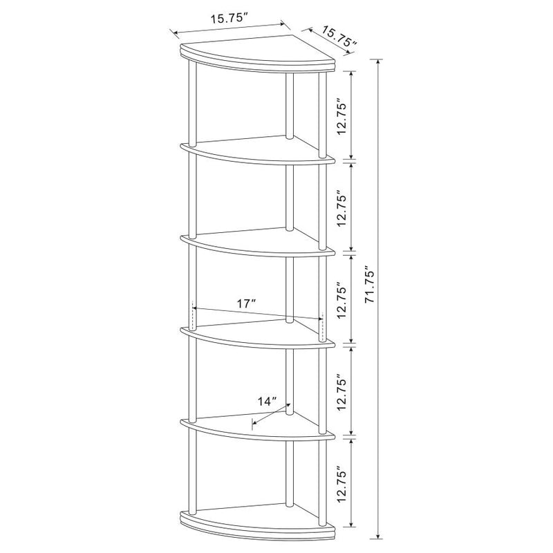 Bonwick 72-inch 5-shelf Corner Bookshelf Cappuccino-zoom-