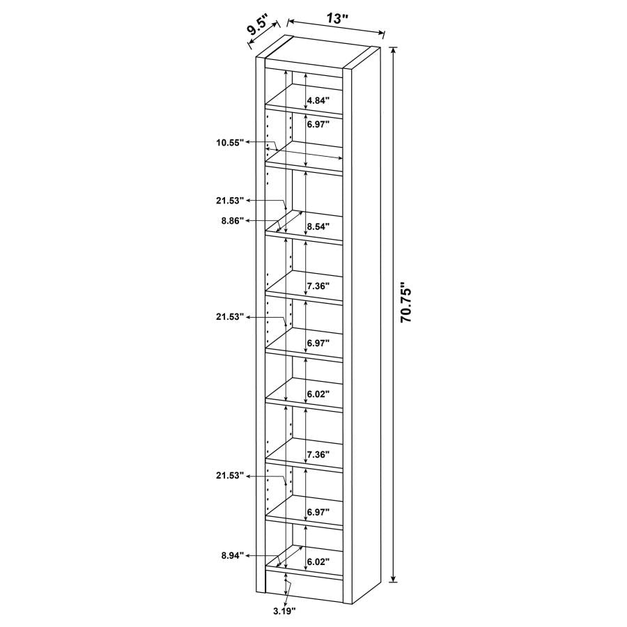 Eliam 71-inch 8-shelf Bookcase Cappuccino-9