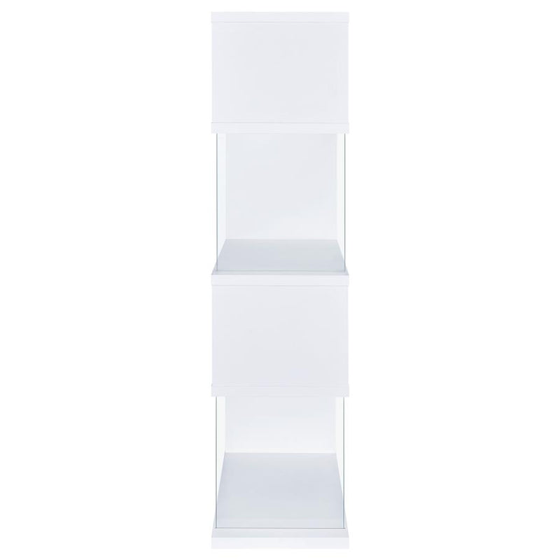 Emelle 63-inch 4-shelf Glass Panel Bookshelf White-zoom-