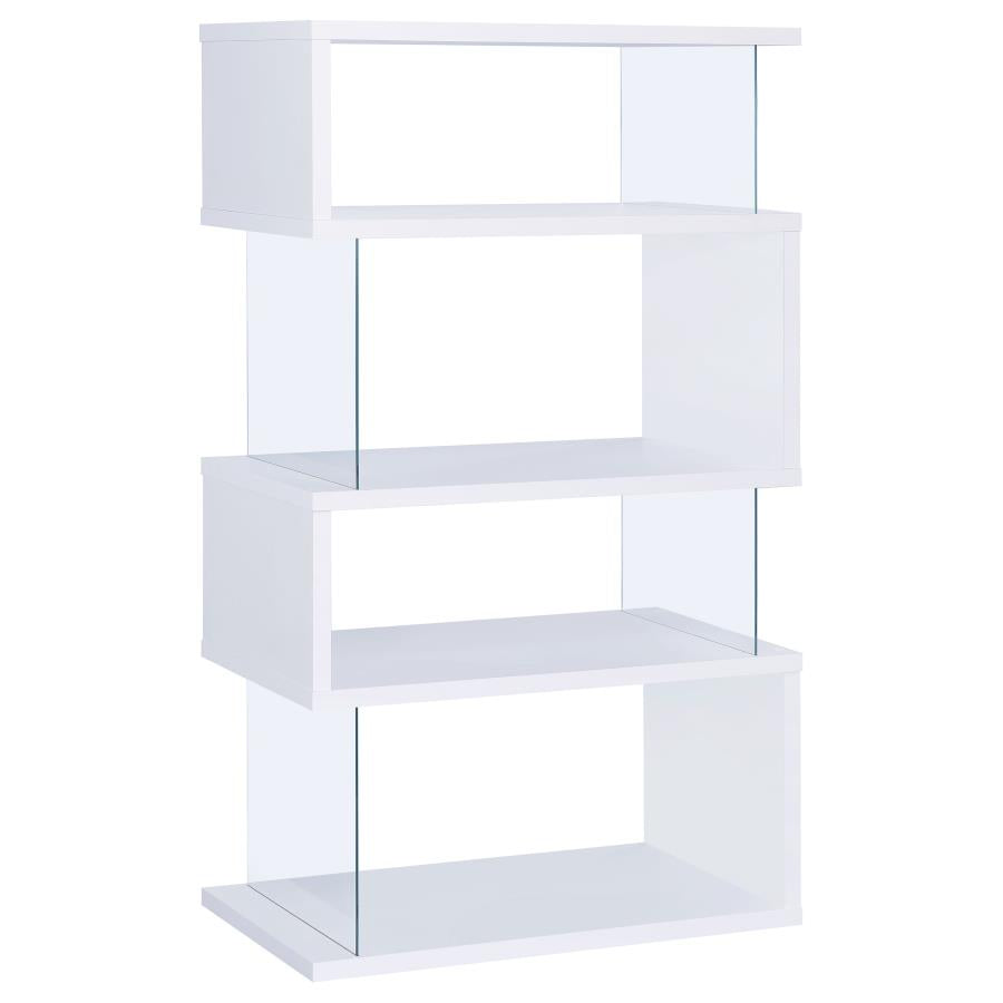 Emelle 63-inch 4-shelf Glass Panel Bookshelf White-zoom-5