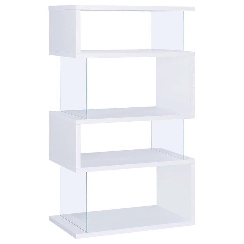 Emelle 63-inch 4-shelf Glass Panel Bookshelf White-zoom-