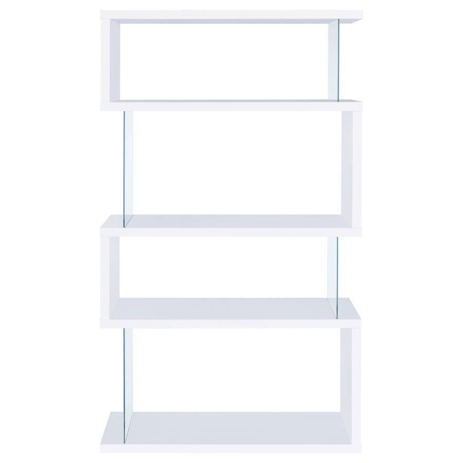 Emelle 63-inch 4-shelf Glass Panel Bookshelf White-zoom-6