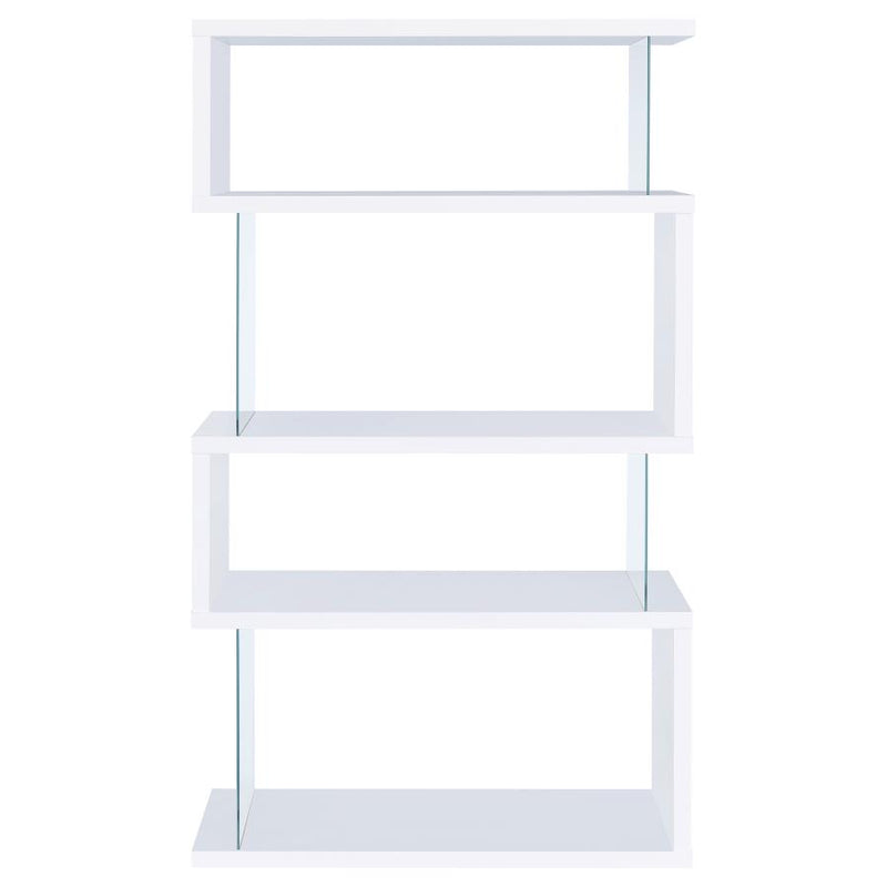 Emelle 63-inch 4-shelf Glass Panel Bookshelf White-zoom-
