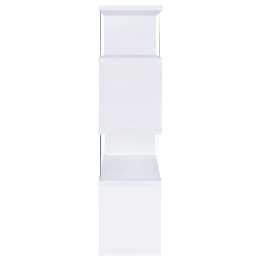 Emelle 63-inch 4-shelf Glass Panel Bookshelf White-7