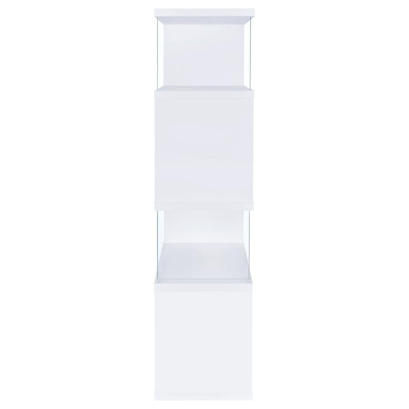 Emelle 63-inch 4-shelf Glass Panel Bookshelf White-zoom-