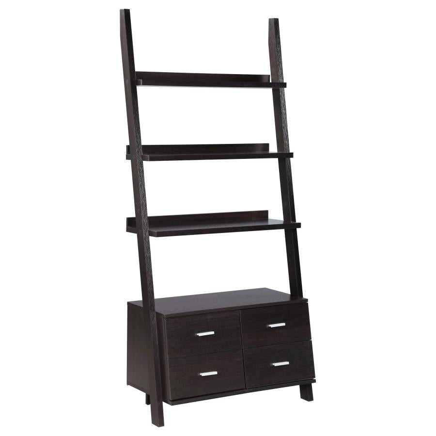 Colella 72-inch 5-shelf Storage Ladder Bookshelf Cappuccino-1