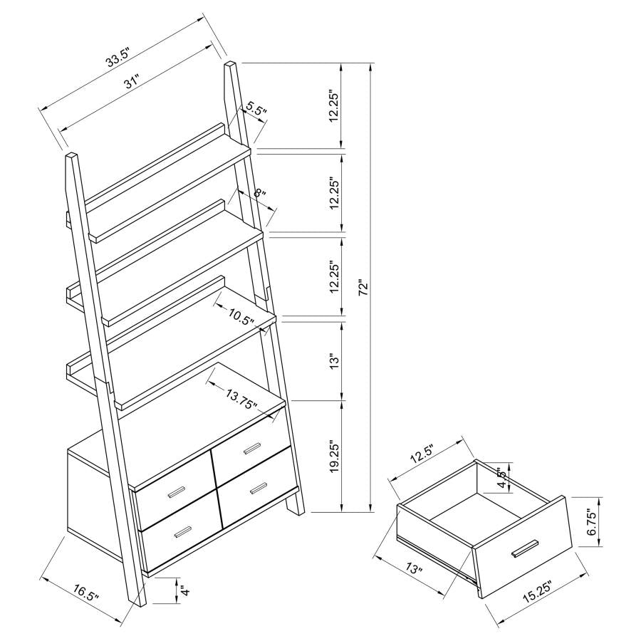 Colella 72-inch 5-shelf Storage Ladder Bookshelf Cappuccino-5