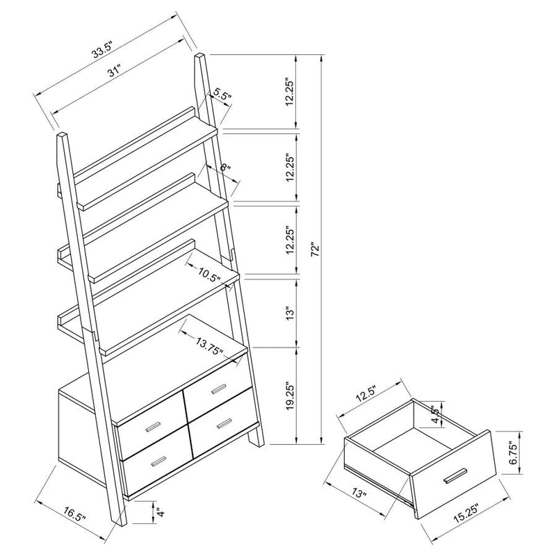 Colella 72-inch 5-shelf Storage Ladder Bookshelf Cappuccino-zoom-