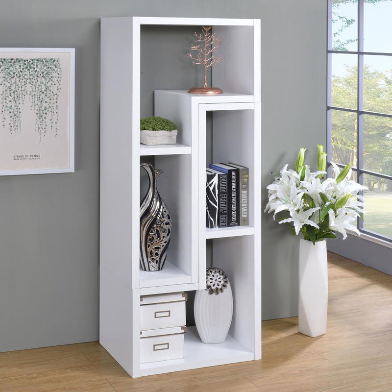 Velma Multipurpose TV Stand and Bookshelf White-zoom-
