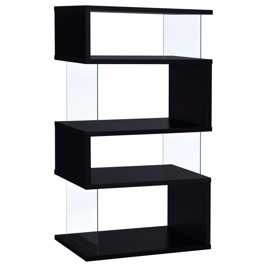 Emelle 63-inch 4-shelf Glass Panel Bookshelf Black-1