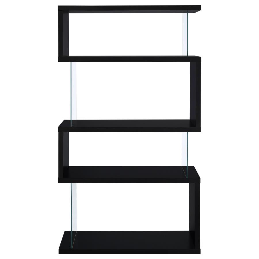Emelle 63-inch 4-shelf Glass Panel Bookshelf Black-3