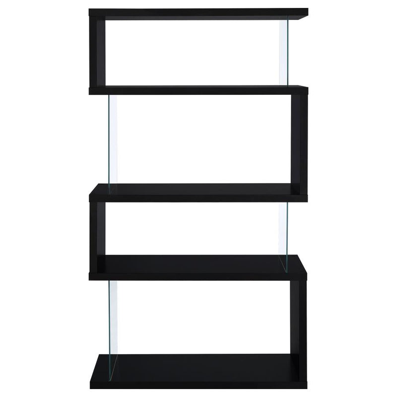 Emelle 63-inch 4-shelf Glass Panel Bookshelf Black-zoom-