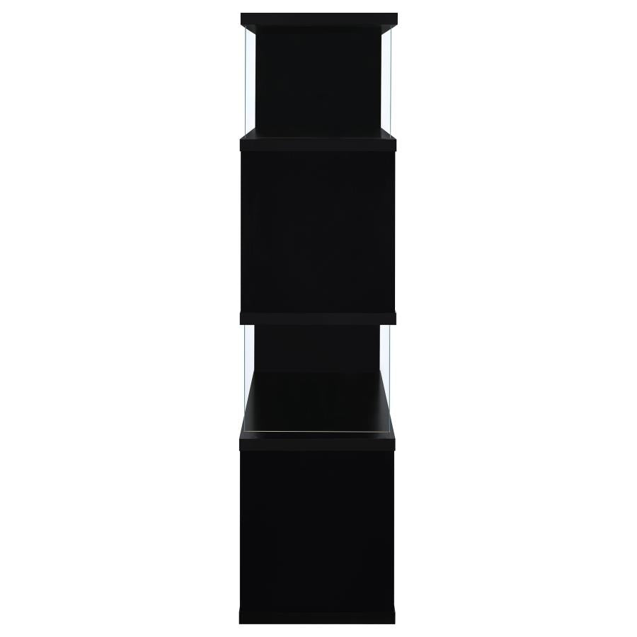 Emelle 63-inch 4-shelf Glass Panel Bookshelf Black-zoom-4