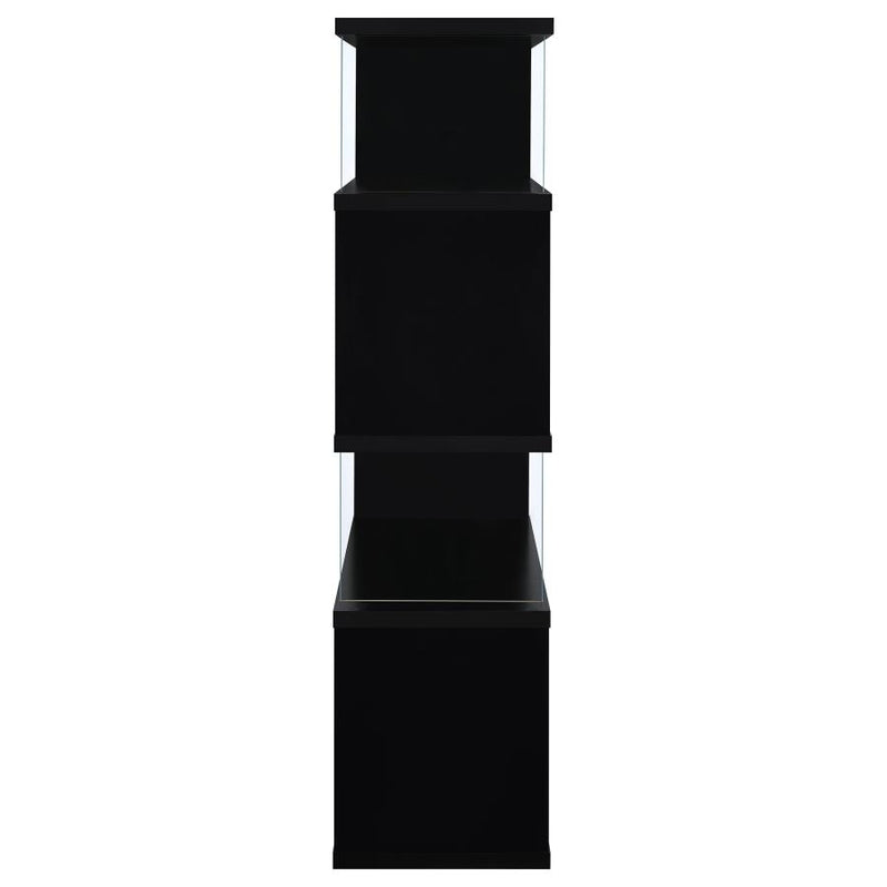 Emelle 63-inch 4-shelf Glass Panel Bookshelf Black-zoom-