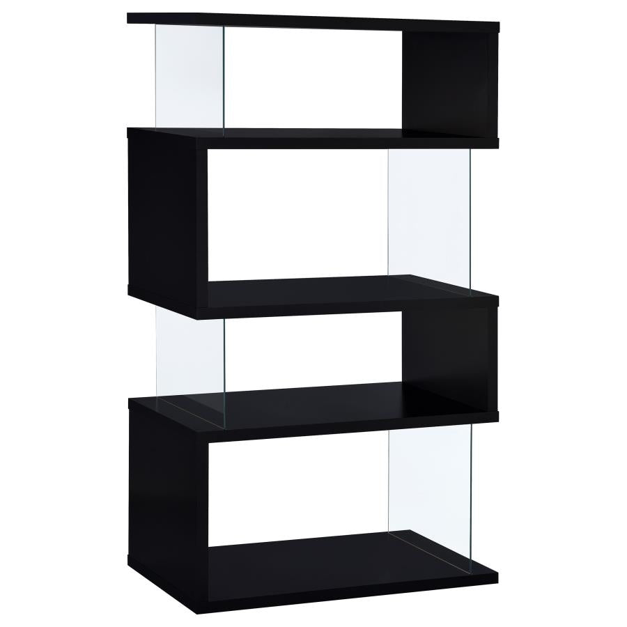 Emelle 63-inch 4-shelf Glass Panel Bookshelf Black-zoom-5