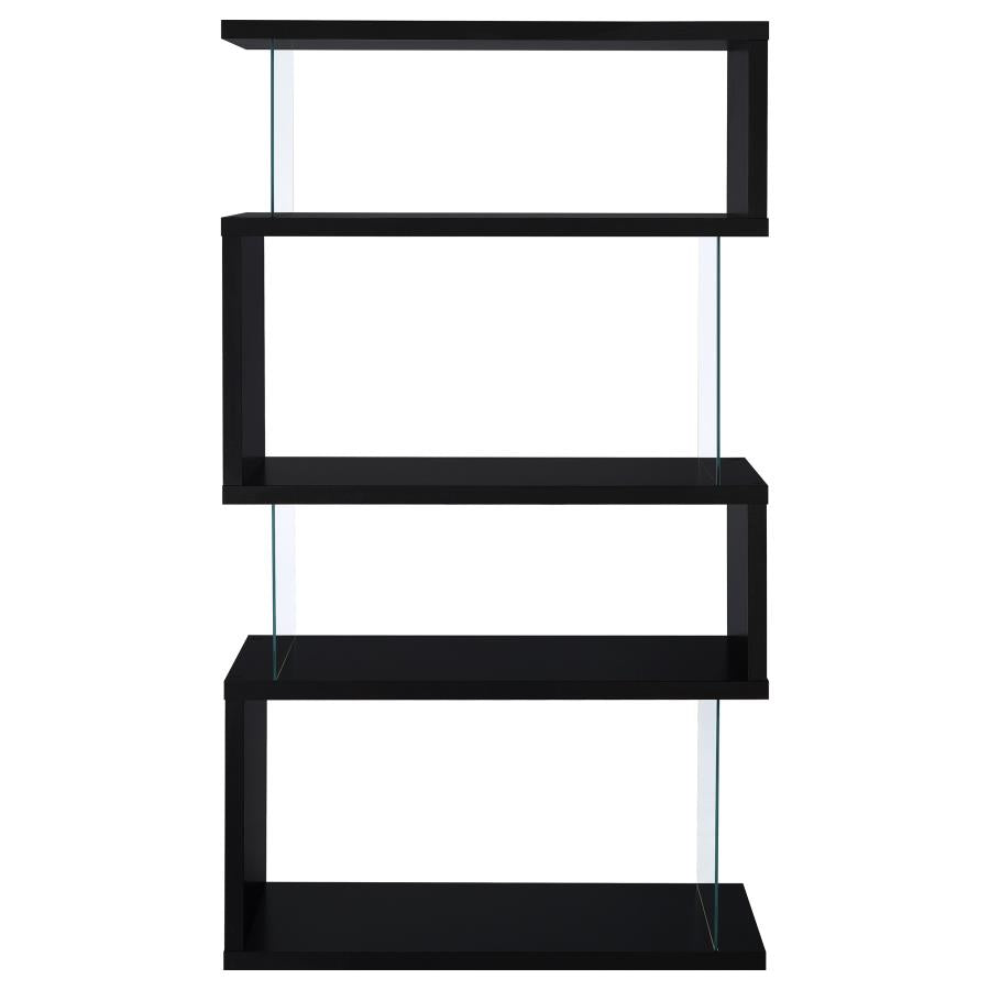 Emelle 63-inch 4-shelf Glass Panel Bookshelf Black-6