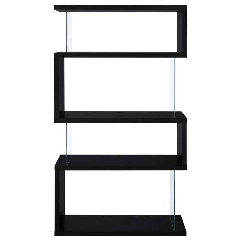 Emelle 63-inch 4-shelf Glass Panel Bookshelf Black-zoom-