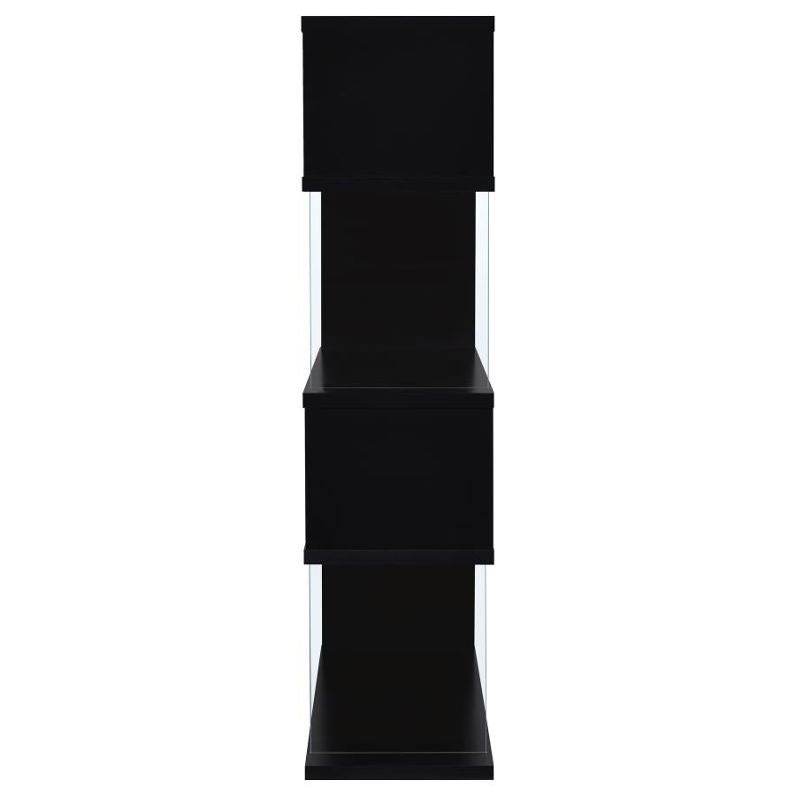 Emelle 63-inch 4-shelf Glass Panel Bookshelf Black-zoom-7