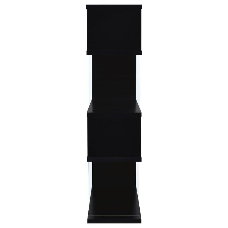 Emelle 63-inch 4-shelf Glass Panel Bookshelf Black-zoom-