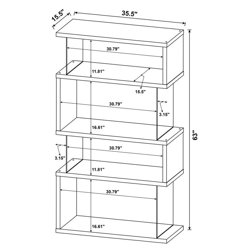 Emelle 63-inch 4-shelf Glass Panel Bookshelf Black-zoom-