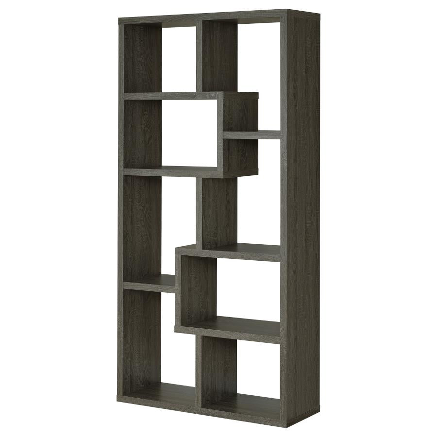 Theo 71-inch 6-shelf Bookshelf Weathered Grey-8