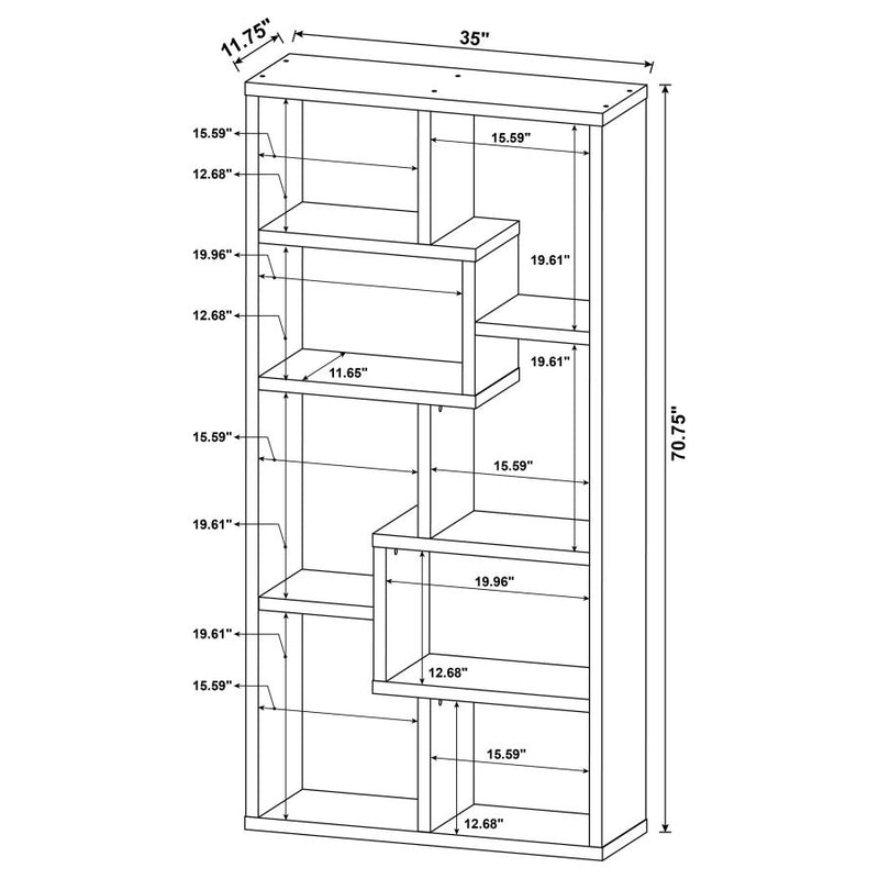Theo 71-inch 6-shelf Bookshelf Weathered Grey-zoom-