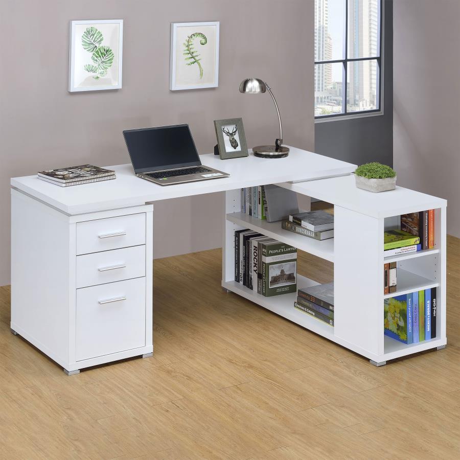 Yvette 60-inch 3-drawer L-Shape Computer Desk White-zoom-2