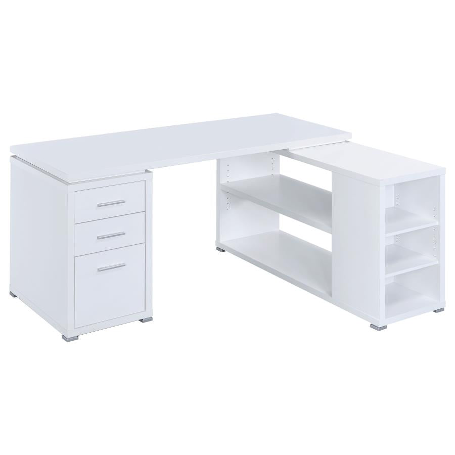 Yvette 60-inch 3-drawer L-Shape Computer Desk White-zoom-1