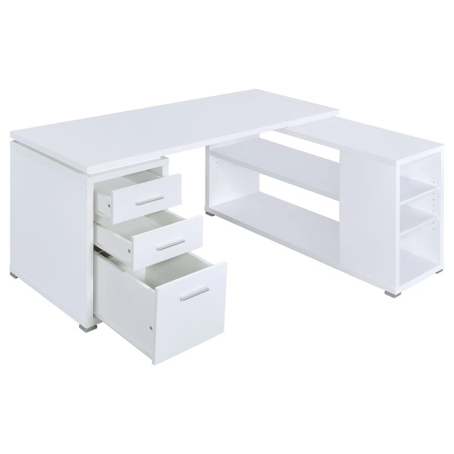 Yvette 60-inch 3-drawer L-Shape Computer Desk White-3