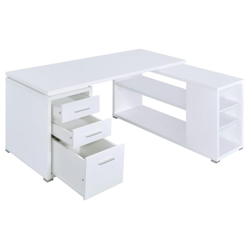 Yvette 60-inch 3-drawer L-Shape Computer Desk White-zoom-