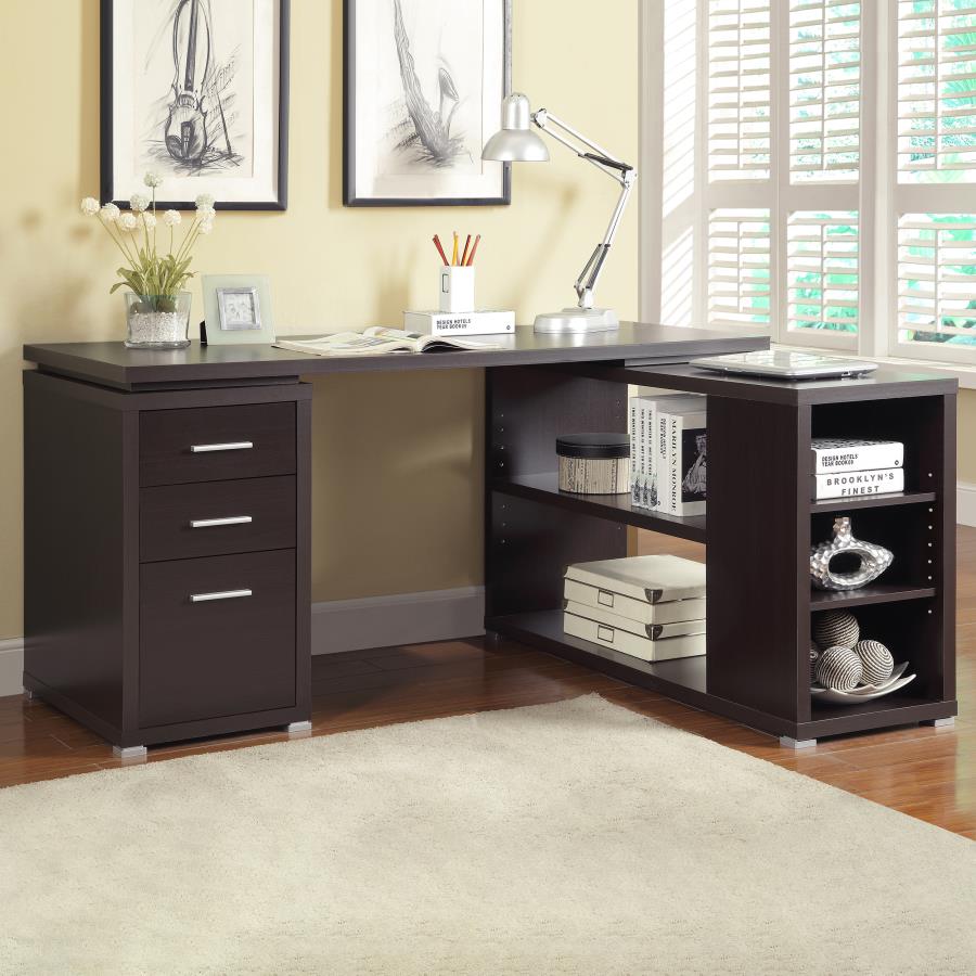 Yvette 60-inch 3-drawer L-Shape Computer Desk Cappuccino-2