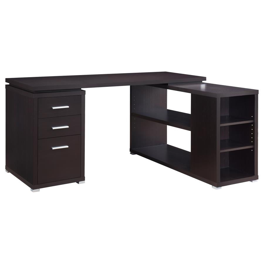 Yvette 60-inch 3-drawer L-Shape Computer Desk Cappuccino-1