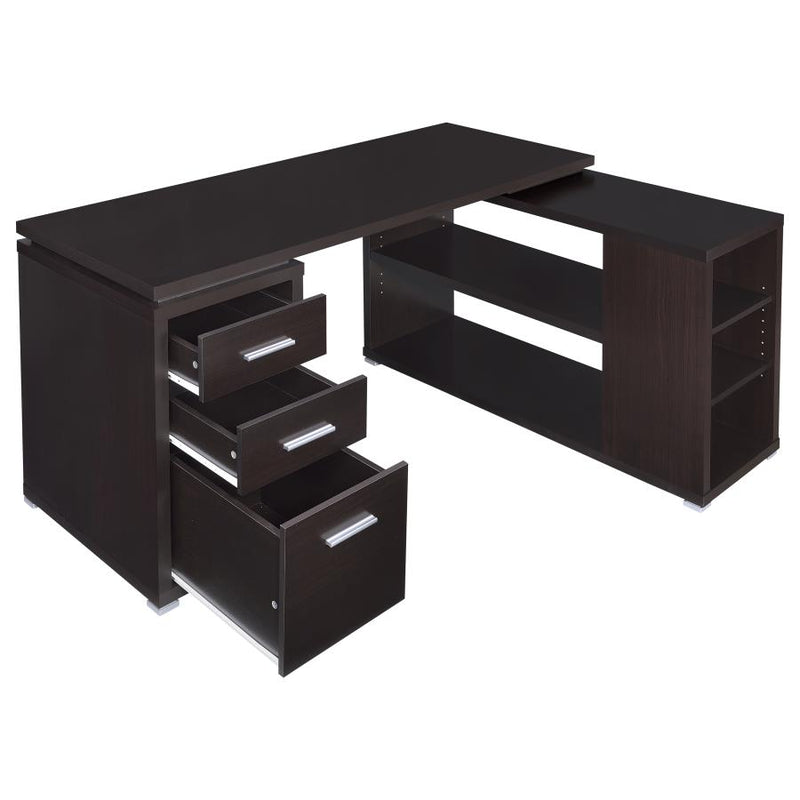 Yvette 60-inch 3-drawer L-Shape Computer Desk Cappuccino-zoom-