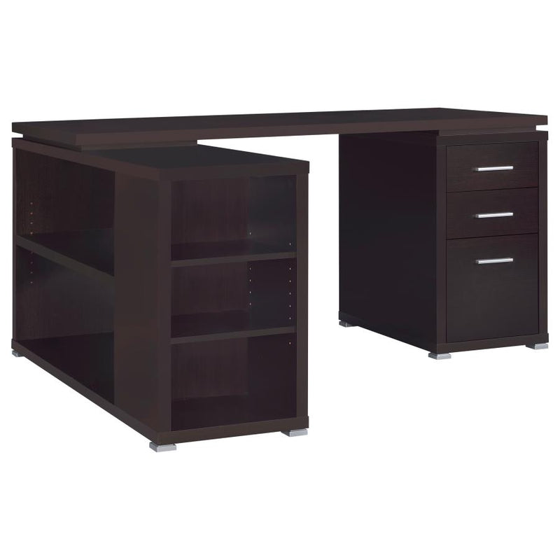 Yvette 60-inch 3-drawer L-Shape Computer Desk Cappuccino-zoom-