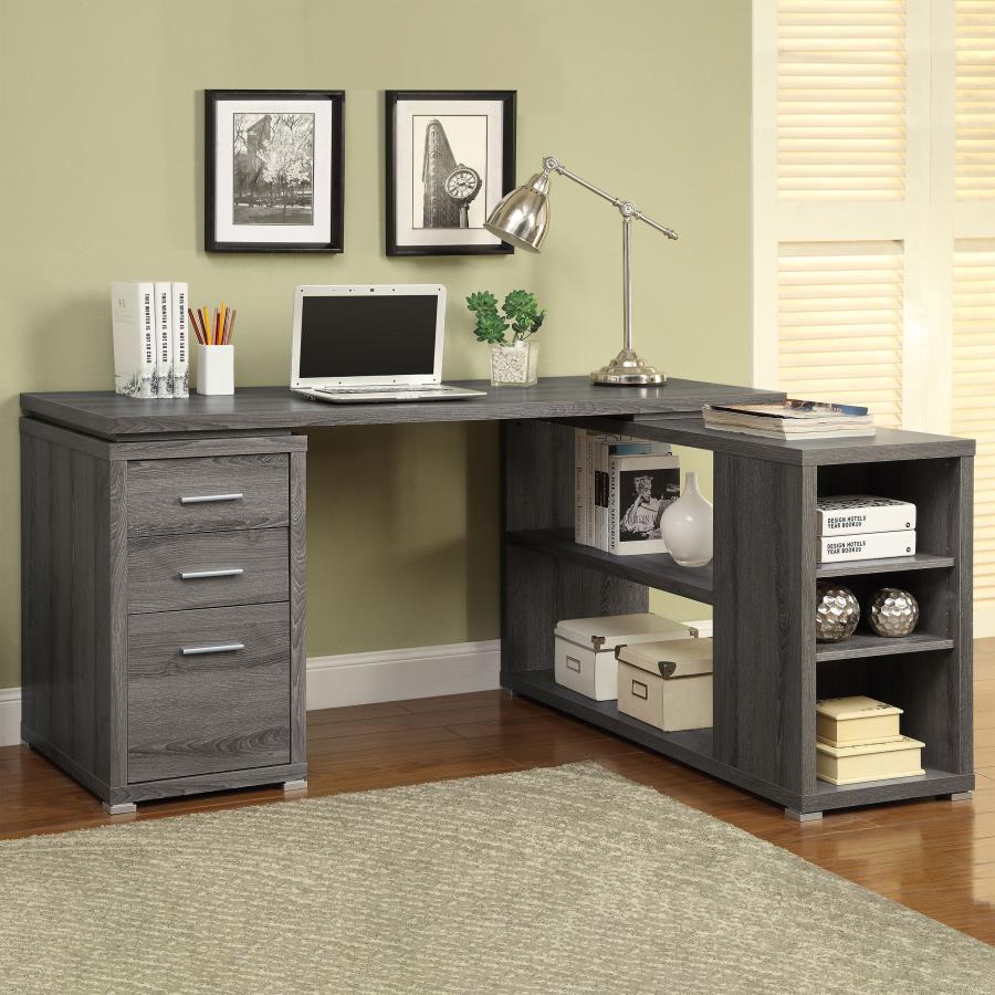 Yvette 60-inch 3-drawer L-Shape Computer Desk Weathered Grey-zoom-2