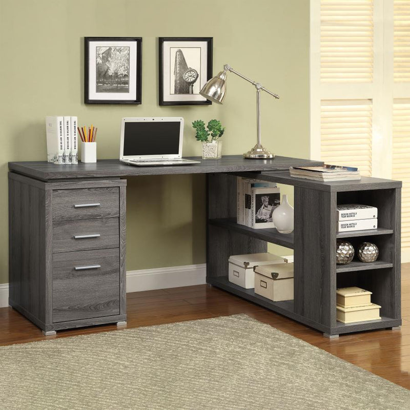 Yvette 60-inch 3-drawer L-Shape Computer Desk Weathered Grey-zoom-