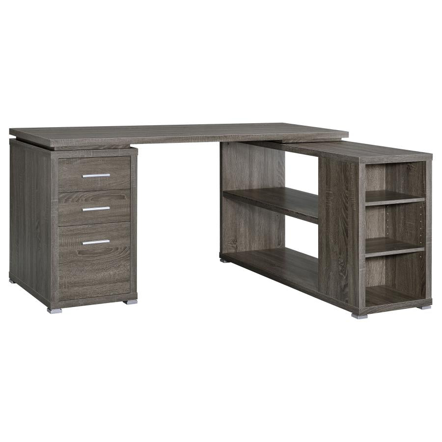 Yvette 60-inch 3-drawer L-Shape Computer Desk Weathered Grey-zoom-1