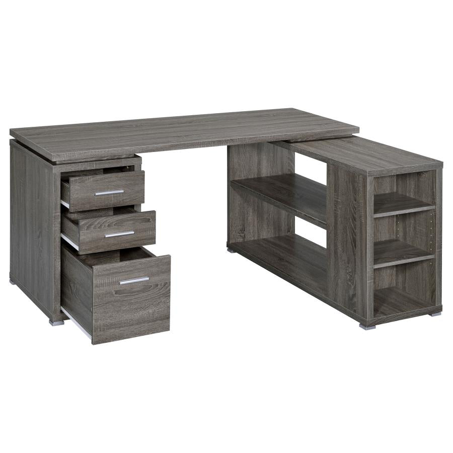Yvette 60-inch 3-drawer L-Shape Computer Desk Weathered Grey-zoom-3