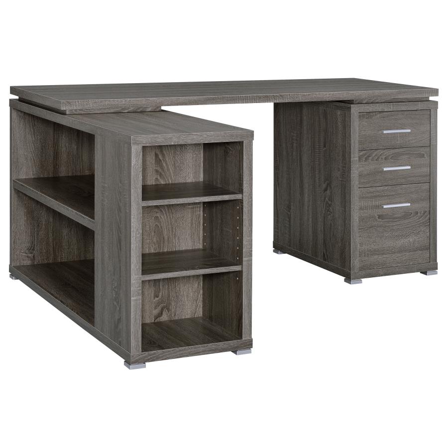 Yvette 60-inch 3-drawer L-Shape Computer Desk Weathered Grey-4
