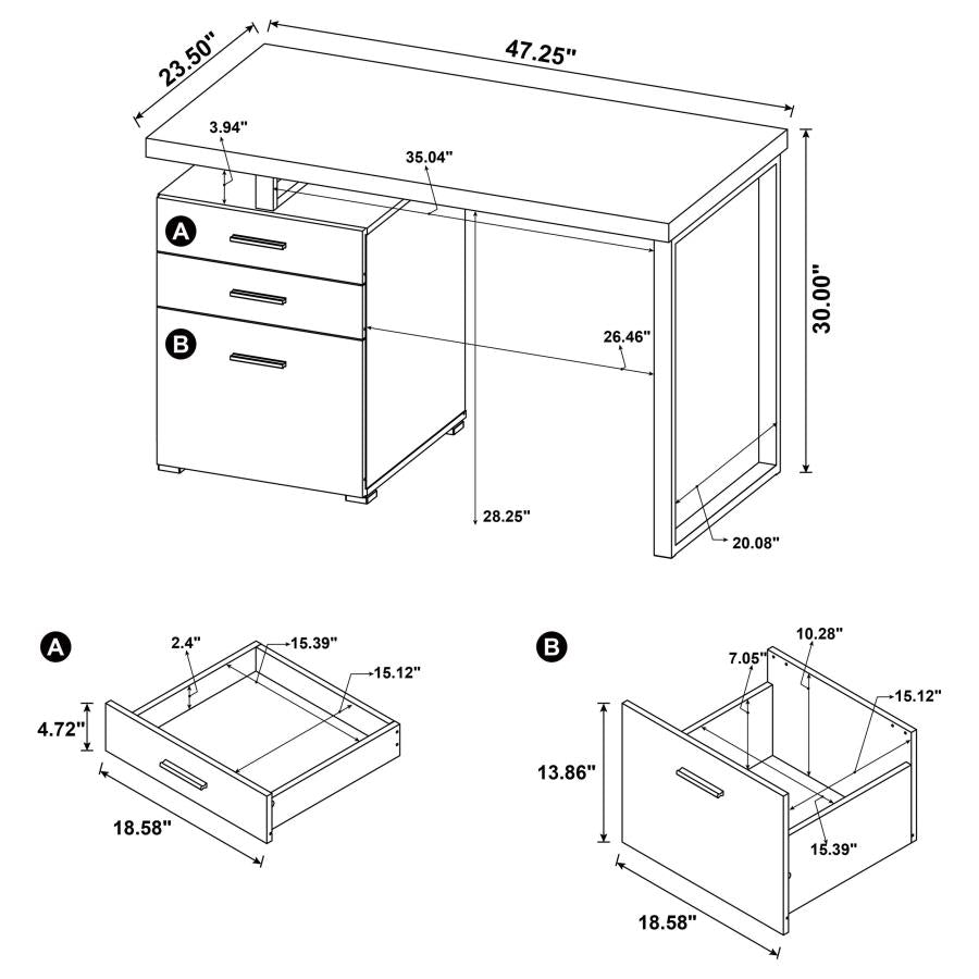 Brennan 47-inch 3-drawer Office Computer Desk Cappuccino-11