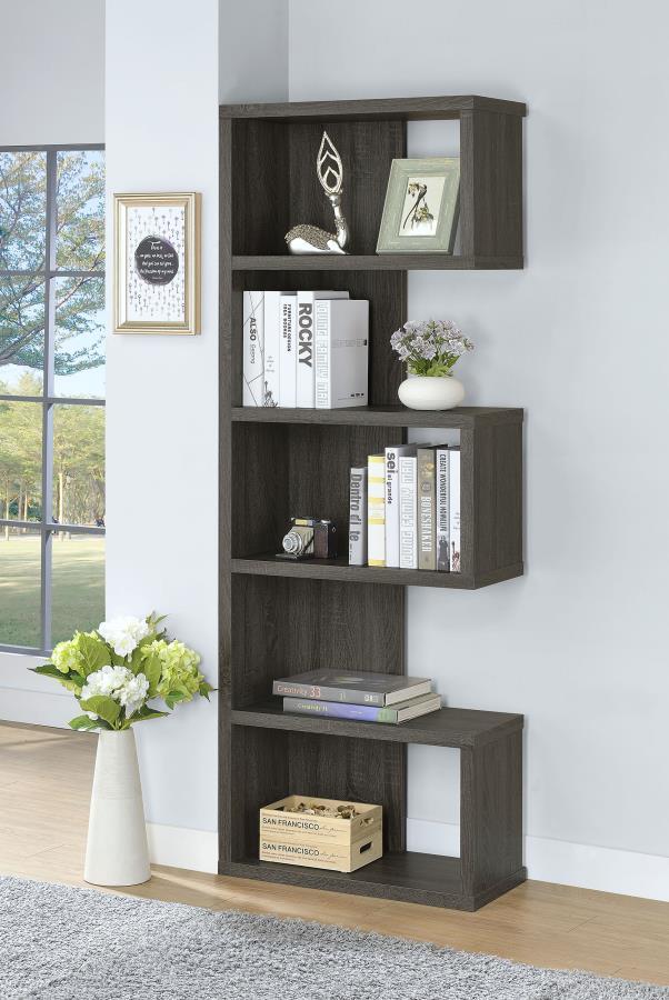 Joey 71-inch 5-shelf Bookshelf Weathered Grey-zoom-2