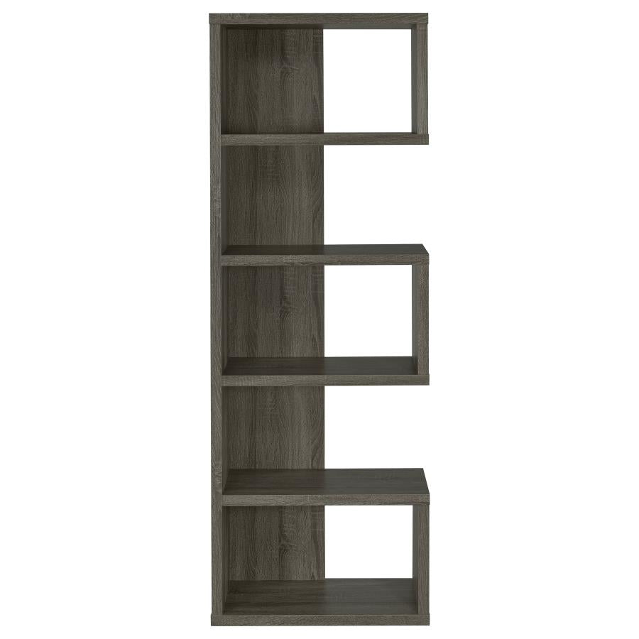 Joey 71-inch 5-shelf Bookshelf Weathered Grey-zoom-3