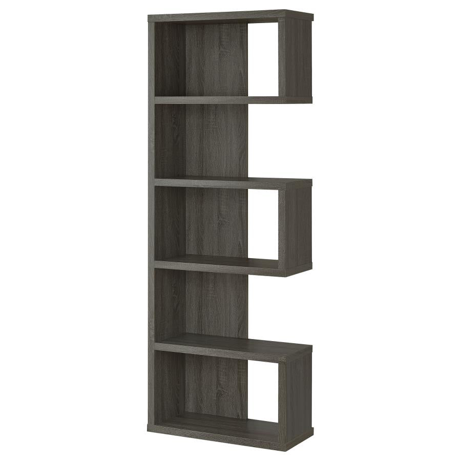 Joey 71-inch 5-shelf Bookshelf Weathered Grey-zoom-4