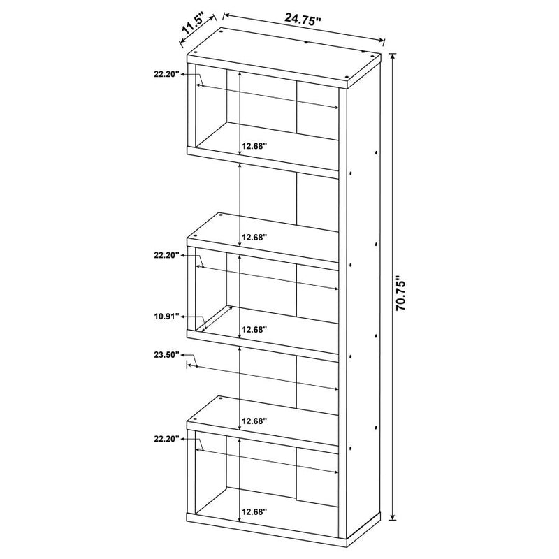 Joey 71-inch 5-shelf Bookshelf Weathered Grey-zoom-