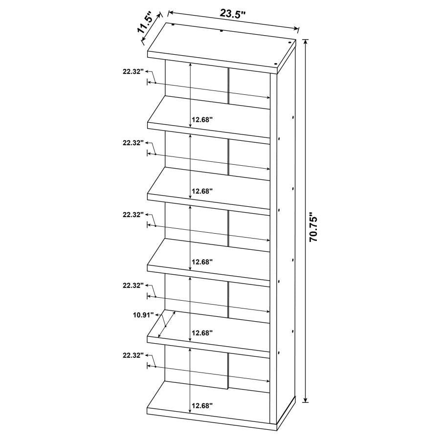 Harrison 71-inch 5-shelf Bookshelf Weathered Grey-9