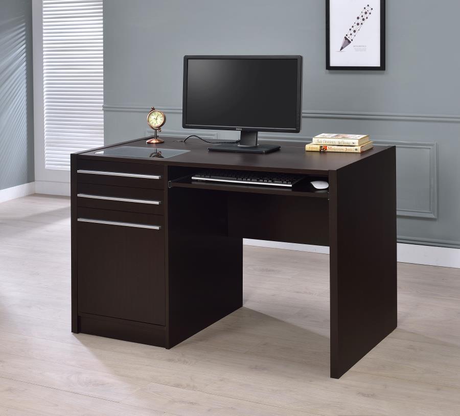 Halston 47-inch 2-drawer Office Desk with Cabinet Cappuccino-zoom-2